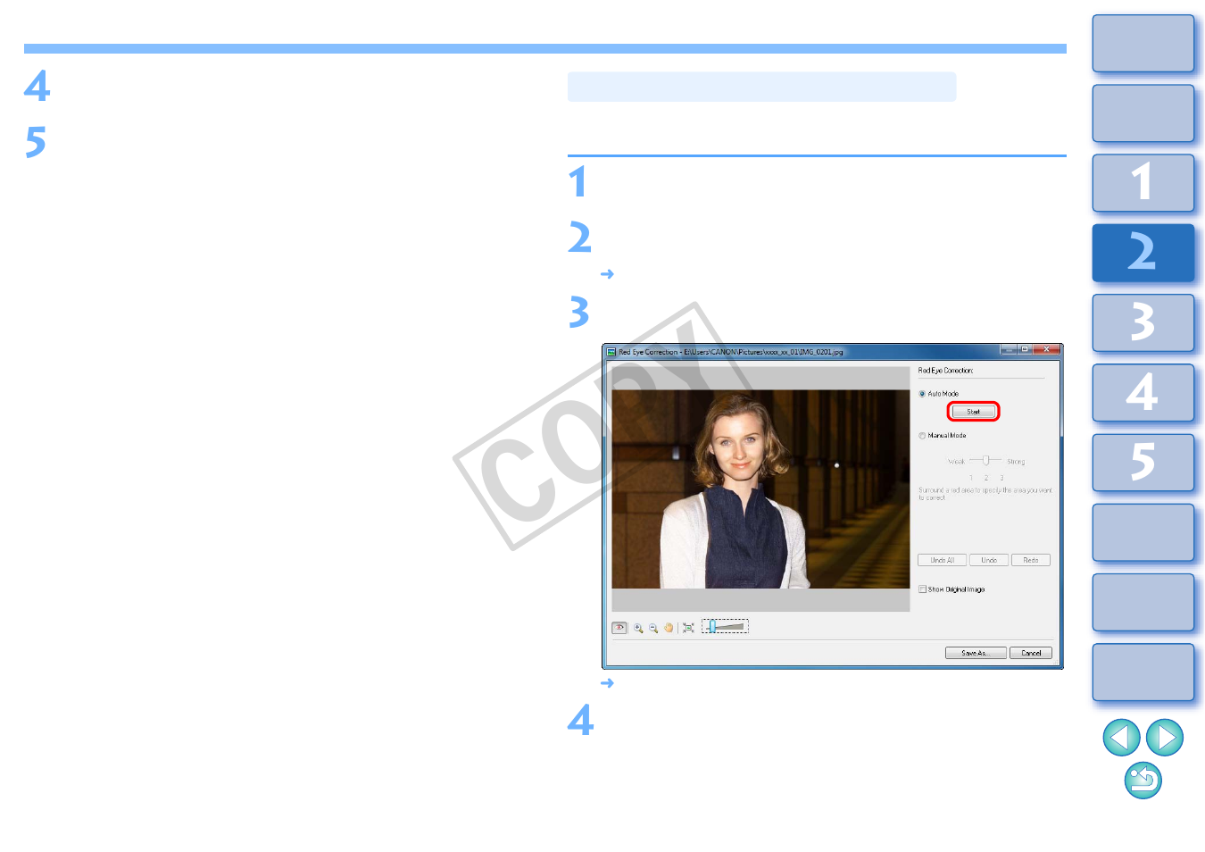 Correcting red-eye automatically, Cop y | Canon EOS Rebel T3i 18-55mm IS II Lens Kit User Manual | Page 39 / 100