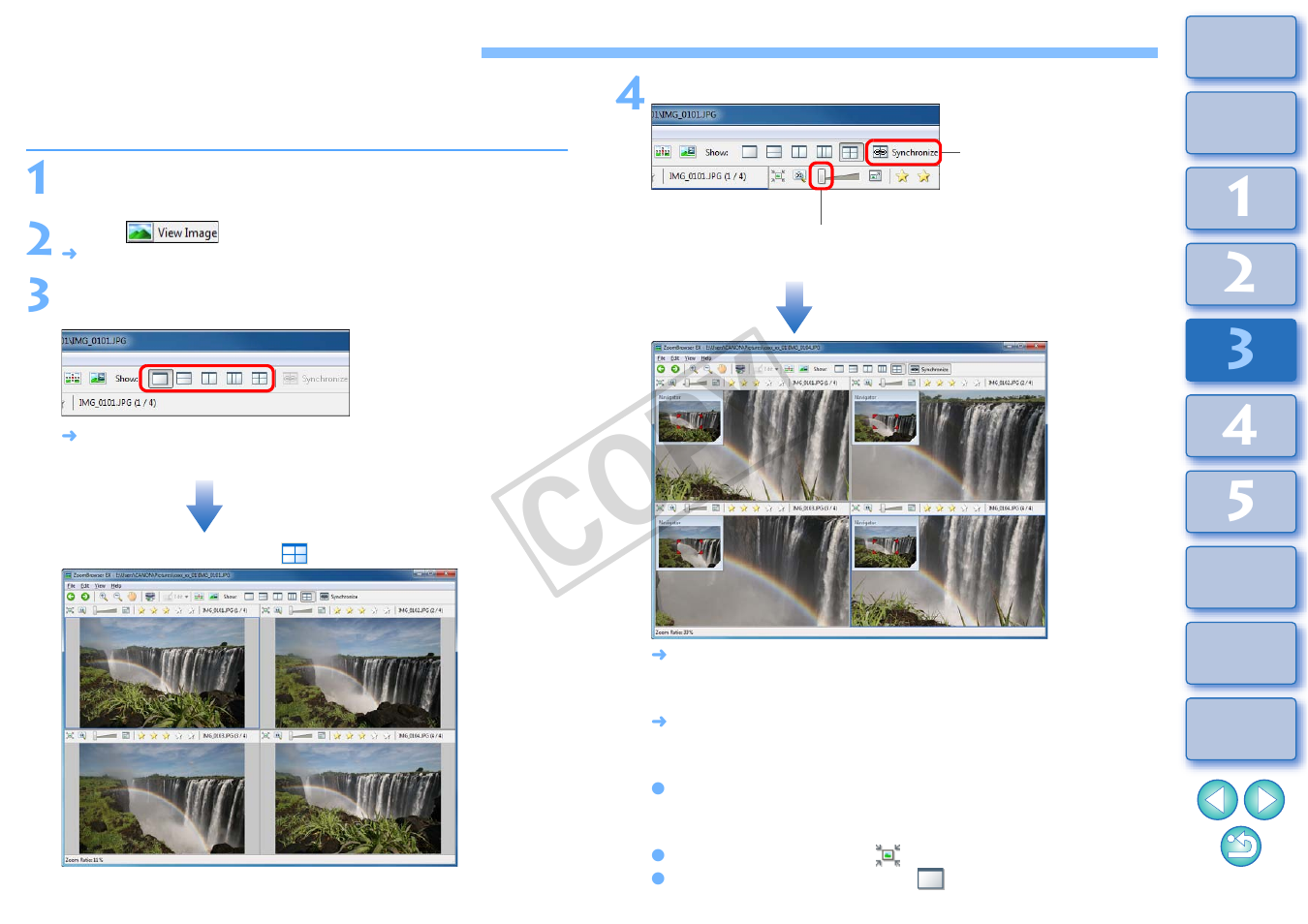 Comparing multiple images, Cop y | Canon EOS Rebel T3i 18-55mm IS II Lens Kit User Manual | Page 57 / 100