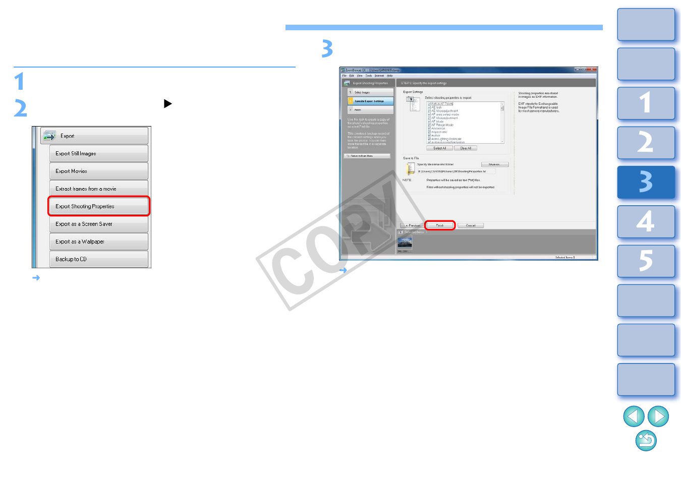 Exporting shooting information, Cop y | Canon EOS Rebel T3i 18-55mm IS II Lens Kit User Manual | Page 61 / 100