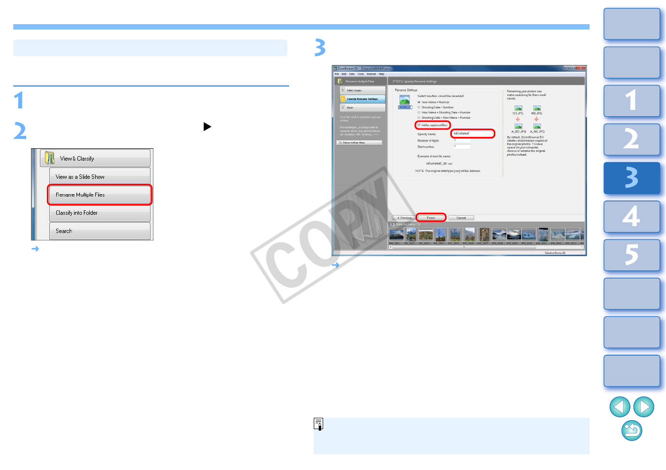 Saving multiple images with new file names, Cop y | Canon EOS Rebel T3i 18-55mm IS II Lens Kit User Manual | Page 67 / 100