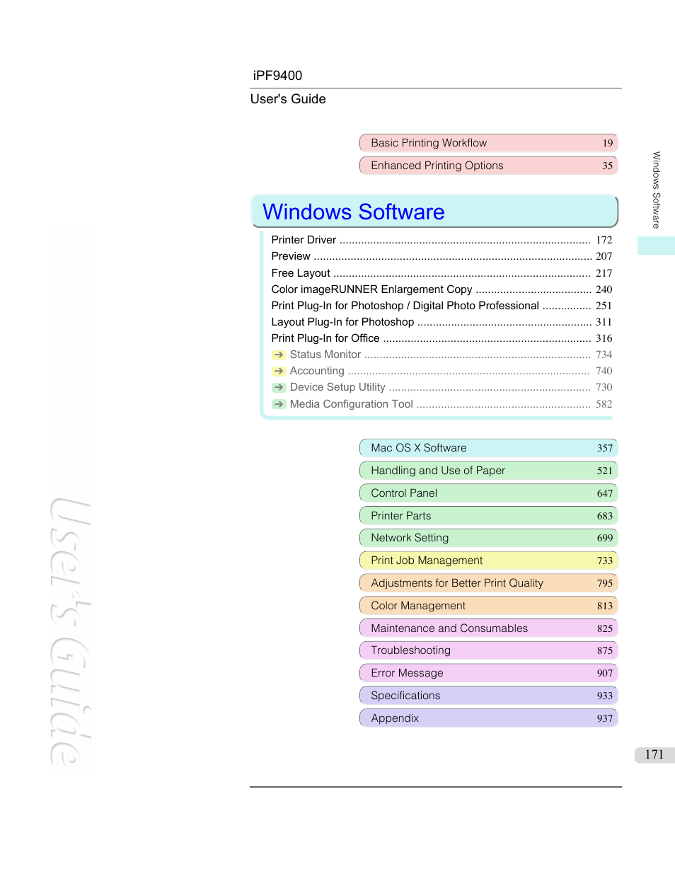 Windows software | Canon imagePROGRAF iPF9400 User Manual | Page 171 / 964