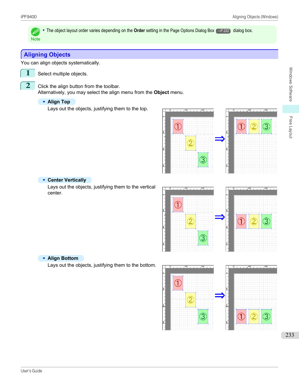 Aligning objects | Canon imagePROGRAF iPF9400 User Manual | Page 233 / 964