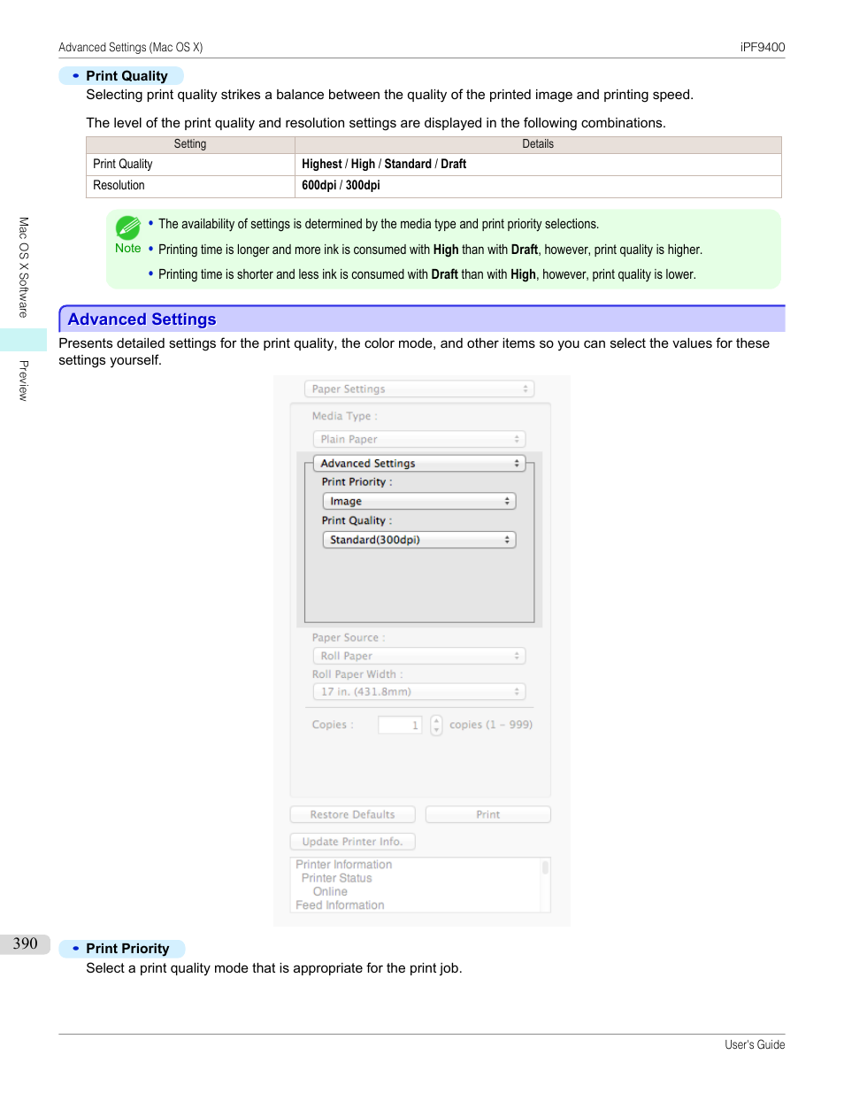 Advanced settings, P.390 | Canon imagePROGRAF iPF9400 User Manual | Page 390 / 964