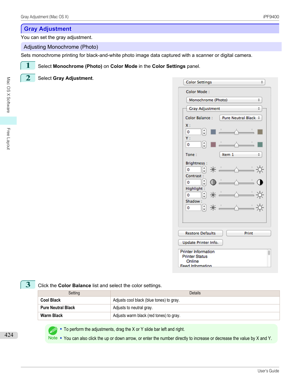 Gray adjustment, P.424 | Canon imagePROGRAF iPF9400 User Manual | Page 424 / 964