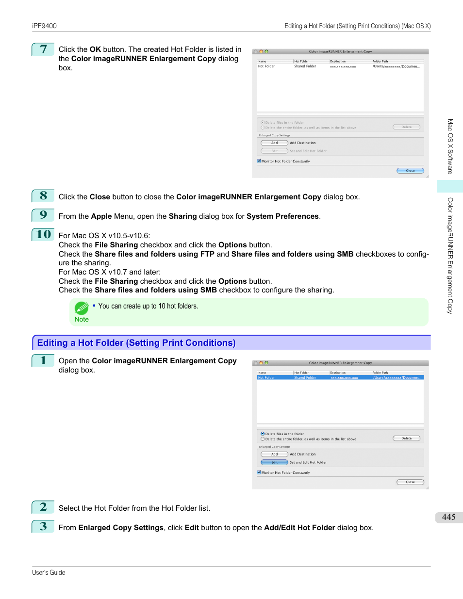 Editing a hot folder (setting print conditions) | Canon imagePROGRAF iPF9400 User Manual | Page 445 / 964