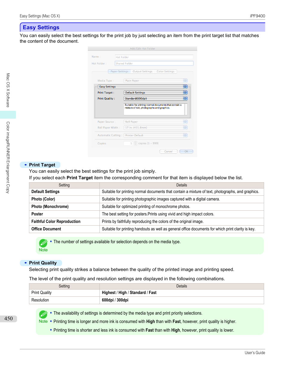 Easy settings, P.450 | Canon imagePROGRAF iPF9400 User Manual | Page 450 / 964