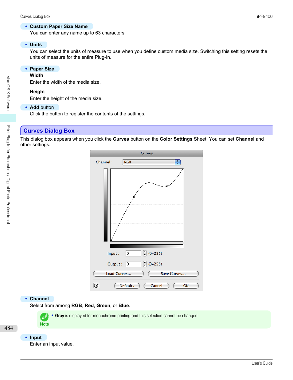 Curves dialog box, See "curves dialog box, P.484 | Canon imagePROGRAF iPF9400 User Manual | Page 484 / 964