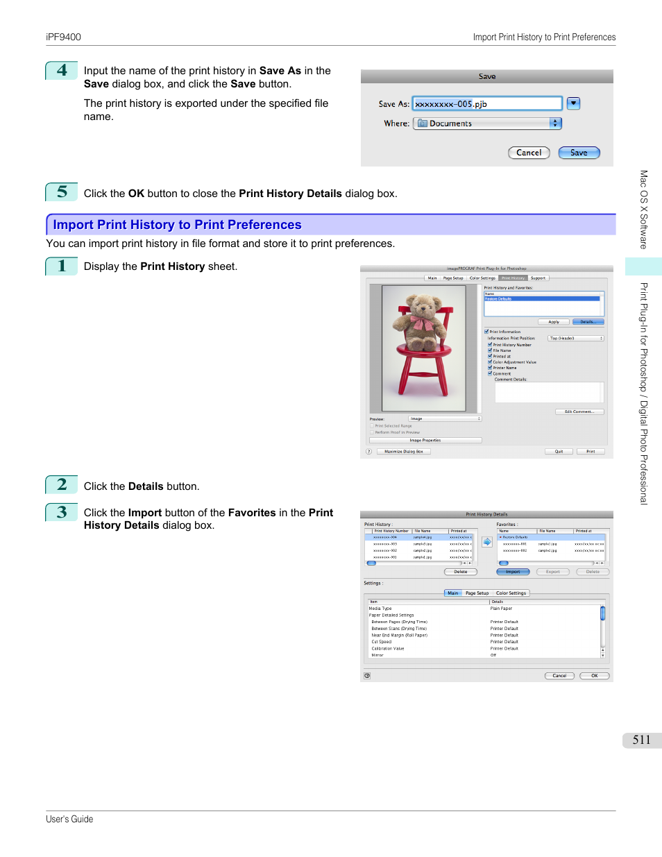Import print history to print preferences, P.511 | Canon imagePROGRAF iPF9400 User Manual | Page 511 / 964