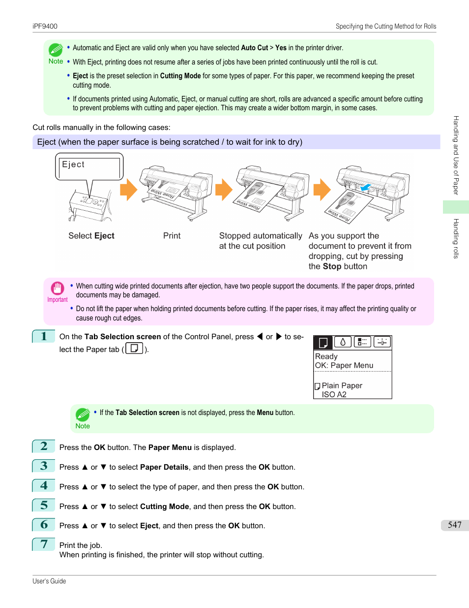 Eject | Canon imagePROGRAF iPF9400 User Manual | Page 547 / 964