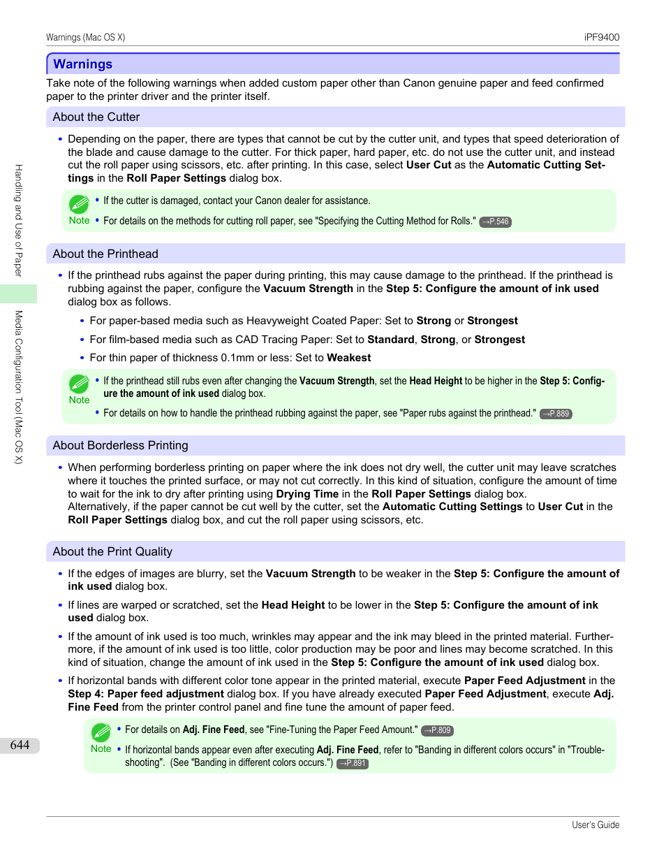 Warnings | Canon imagePROGRAF iPF9400 User Manual | Page 644 / 964