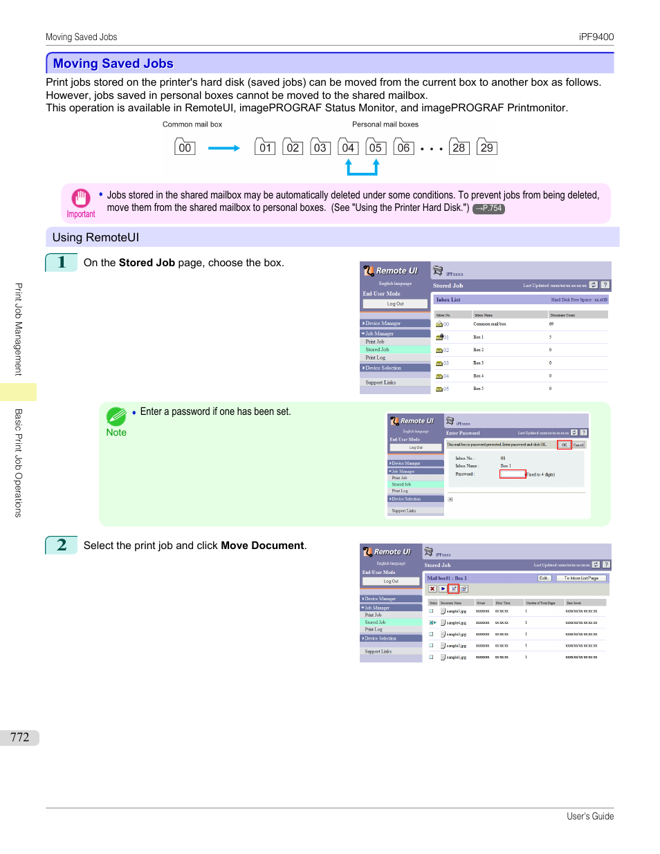 Moving saved jobs | Canon imagePROGRAF iPF9400 User Manual | Page 772 / 964