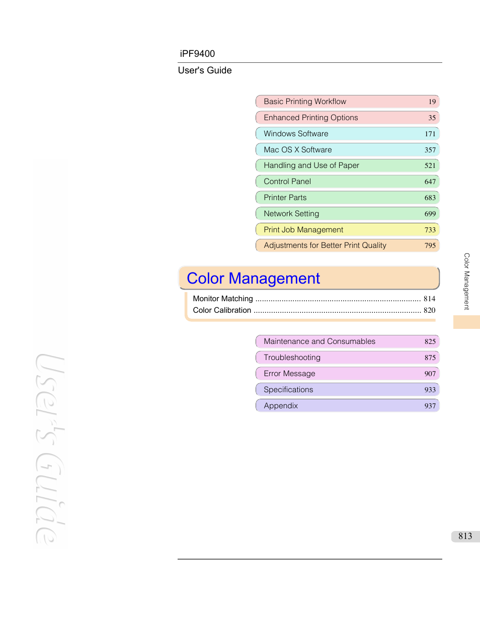 Color management | Canon imagePROGRAF iPF9400 User Manual | Page 813 / 964