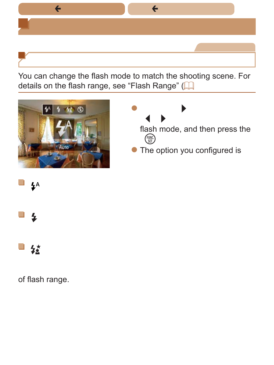Flash, And shoot again, Changing the flash mode | Canon PowerShot ELPH 135 User Manual | Page 101 / 222