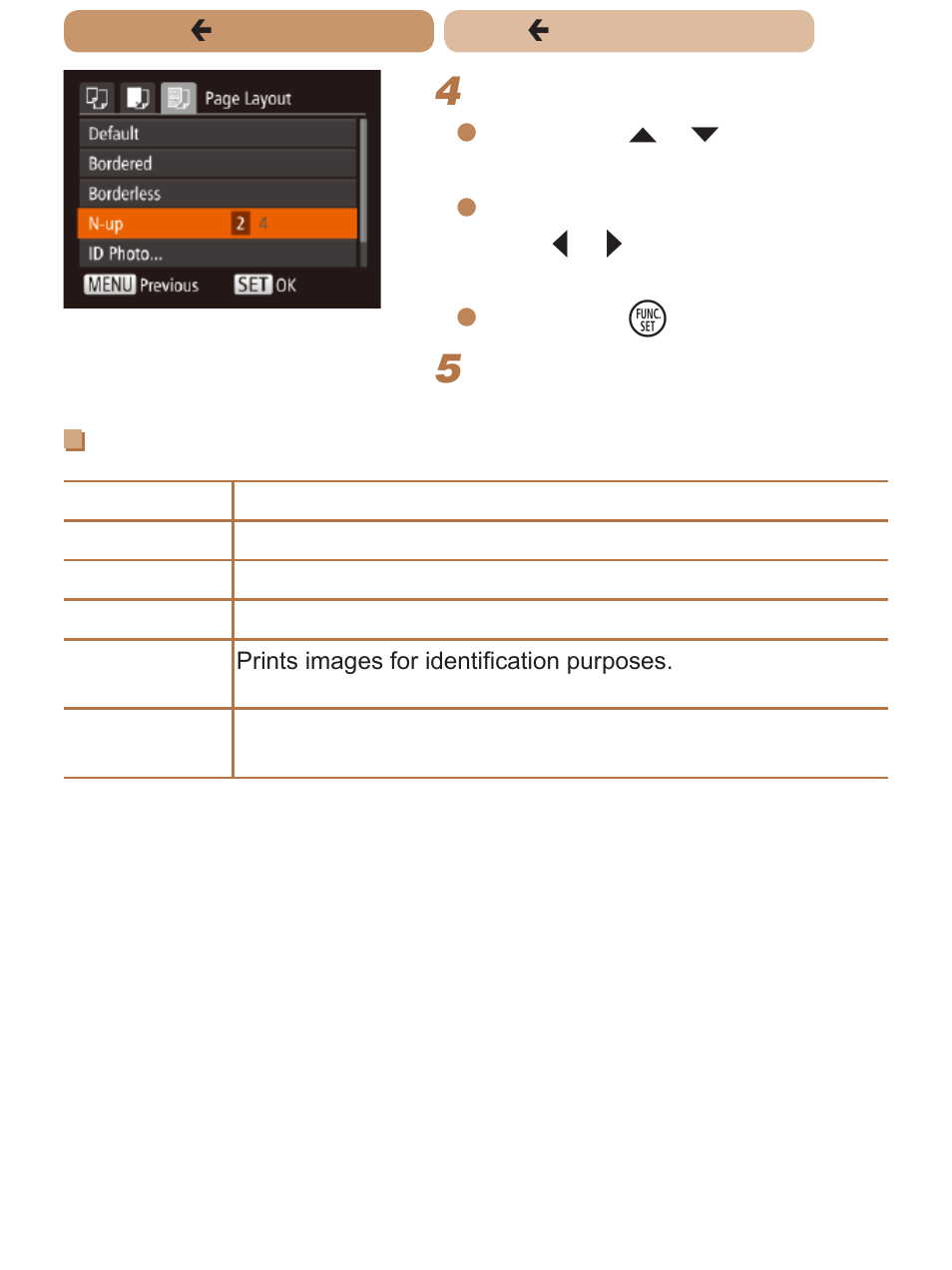Choose a layout, Print the image. available layout options | Canon PowerShot ELPH 135 User Manual | Page 167 / 222