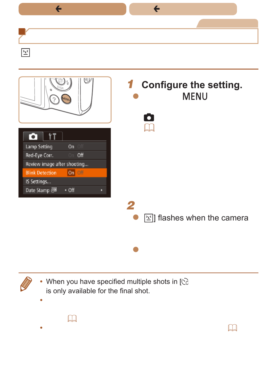 Checking for closed eyes, Configure the setting, Shoot | Canon PowerShot ELPH 135 User Manual | Page 67 / 222