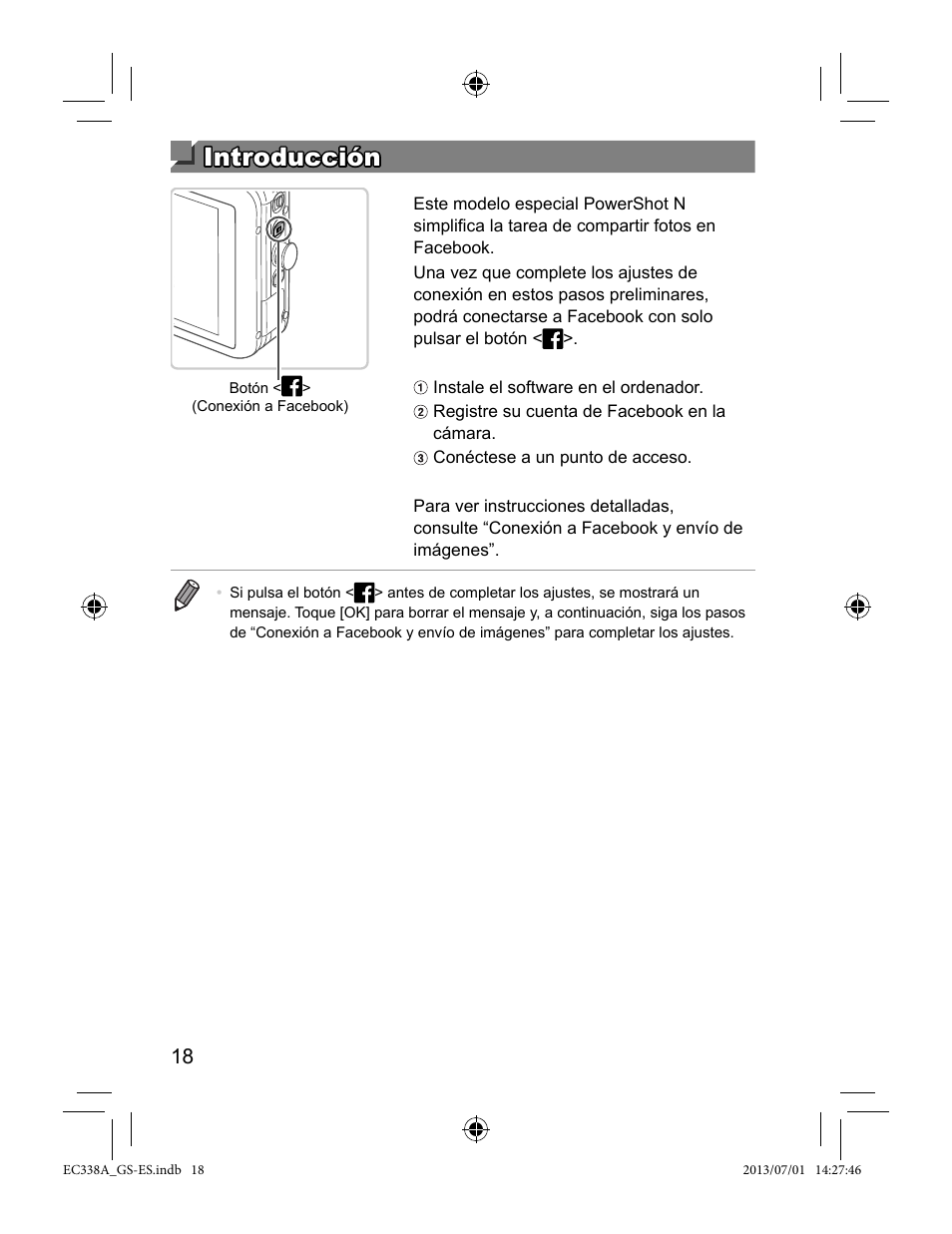 Introducción | Canon PowerShot N Facebook ready Blue Jacket Bundle User Manual | Page 18 / 36