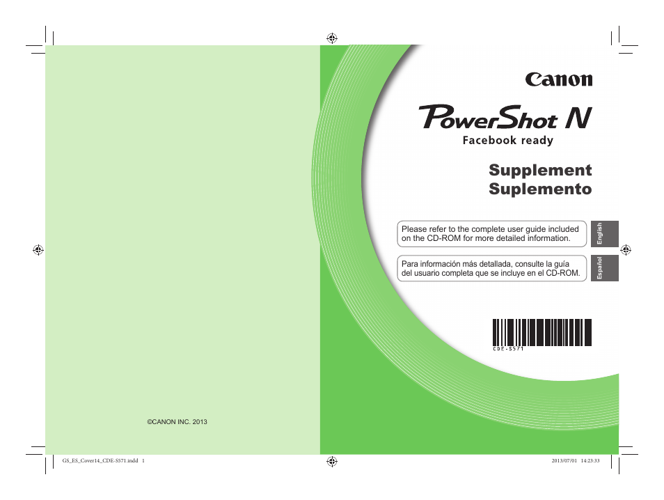 Supplement suplemento | Canon PowerShot N Facebook ready Blue Jacket Bundle User Manual | Page 36 / 36