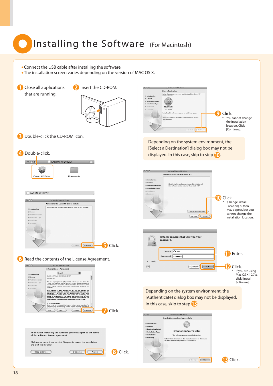 Installing the software, For macintosh) | Canon imageCLASS MF3010 User Manual | Page 20 / 28