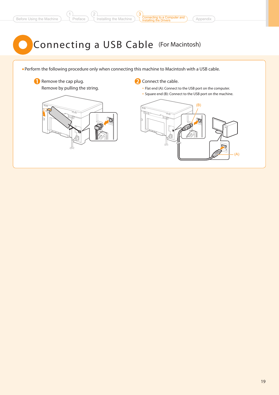 Connecting a usb cable, For macintosh) | Canon imageCLASS MF3010 User Manual | Page 21 / 28