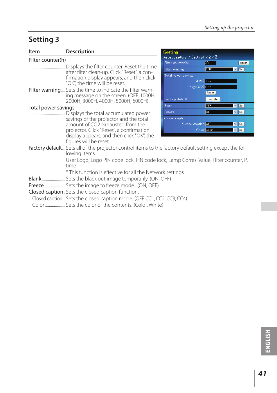 Setting 3 | Canon LV-8320 User Manual | Page 41 / 62