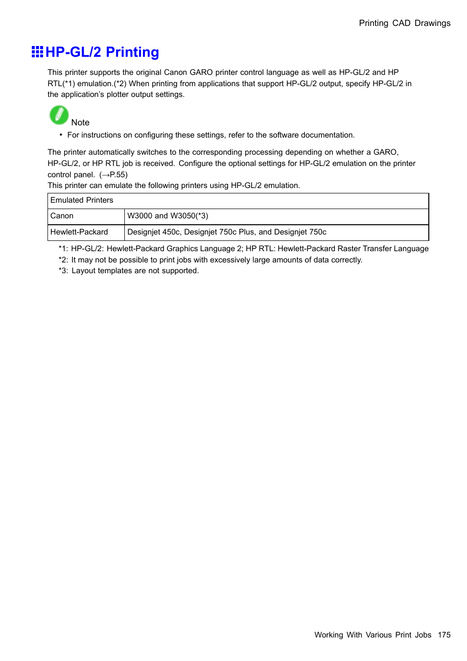 Hp-gl/2 printing | Canon imagePROGRAF iPF605 User Manual | Page 189 / 578