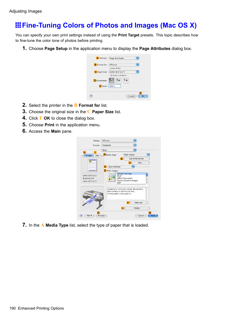 Fine-tuning colors of photos and images (mac os x) | Canon imagePROGRAF iPF605 User Manual | Page 204 / 578
