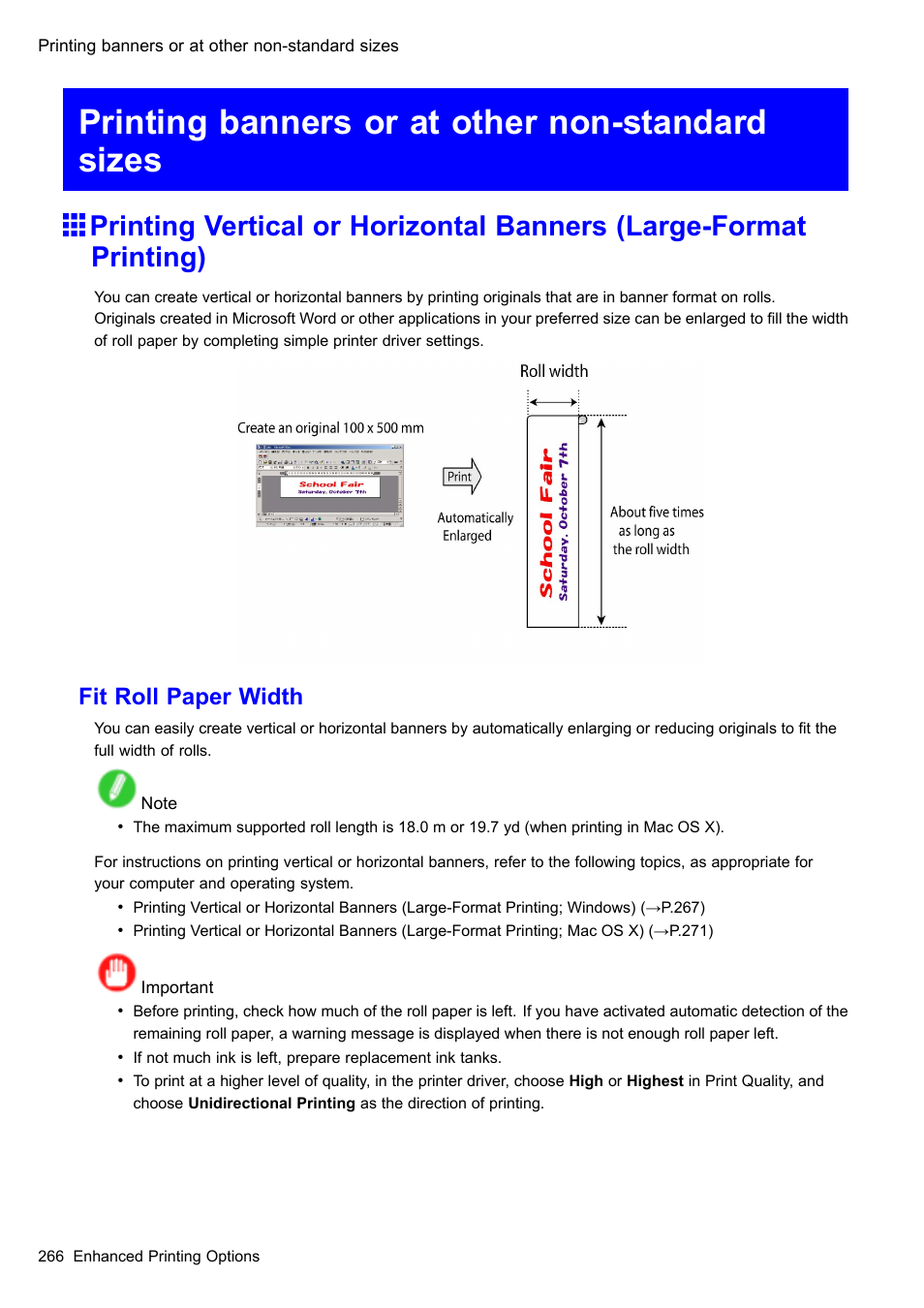 Printing banners or at other non-standard sizes, Fit roll paper width | Canon imagePROGRAF iPF605 User Manual | Page 280 / 578
