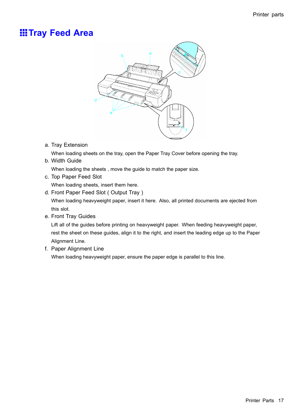 Tray feed area | Canon imagePROGRAF iPF605 User Manual | Page 31 / 578