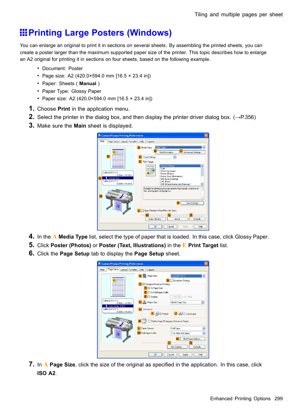 Printing large posters (windows) | Canon imagePROGRAF iPF605 User Manual | Page 313 / 578