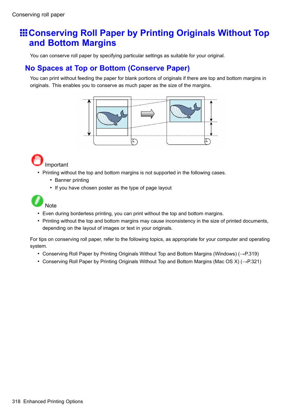 No spaces at top or bottom (conserve paper) | Canon imagePROGRAF iPF605 User Manual | Page 332 / 578