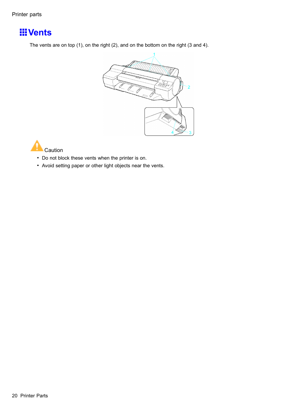 Vents | Canon imagePROGRAF iPF605 User Manual | Page 34 / 578