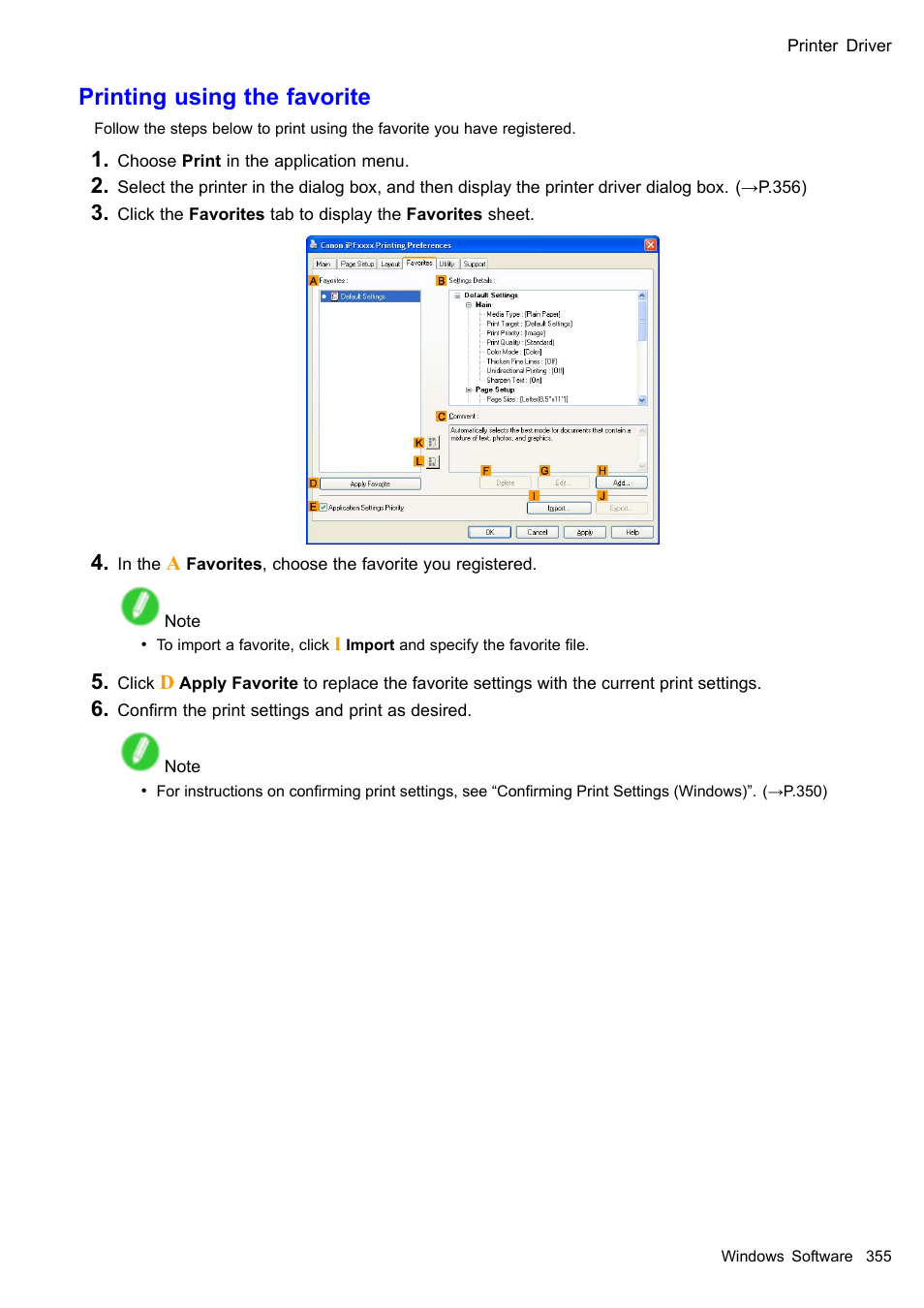 Printing using the favorite | Canon imagePROGRAF iPF605 User Manual | Page 369 / 578