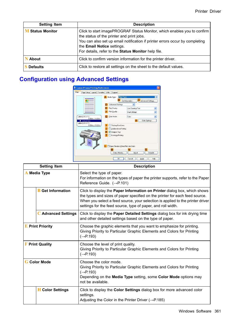 Conguration using advanced settings | Canon imagePROGRAF iPF605 User Manual | Page 375 / 578
