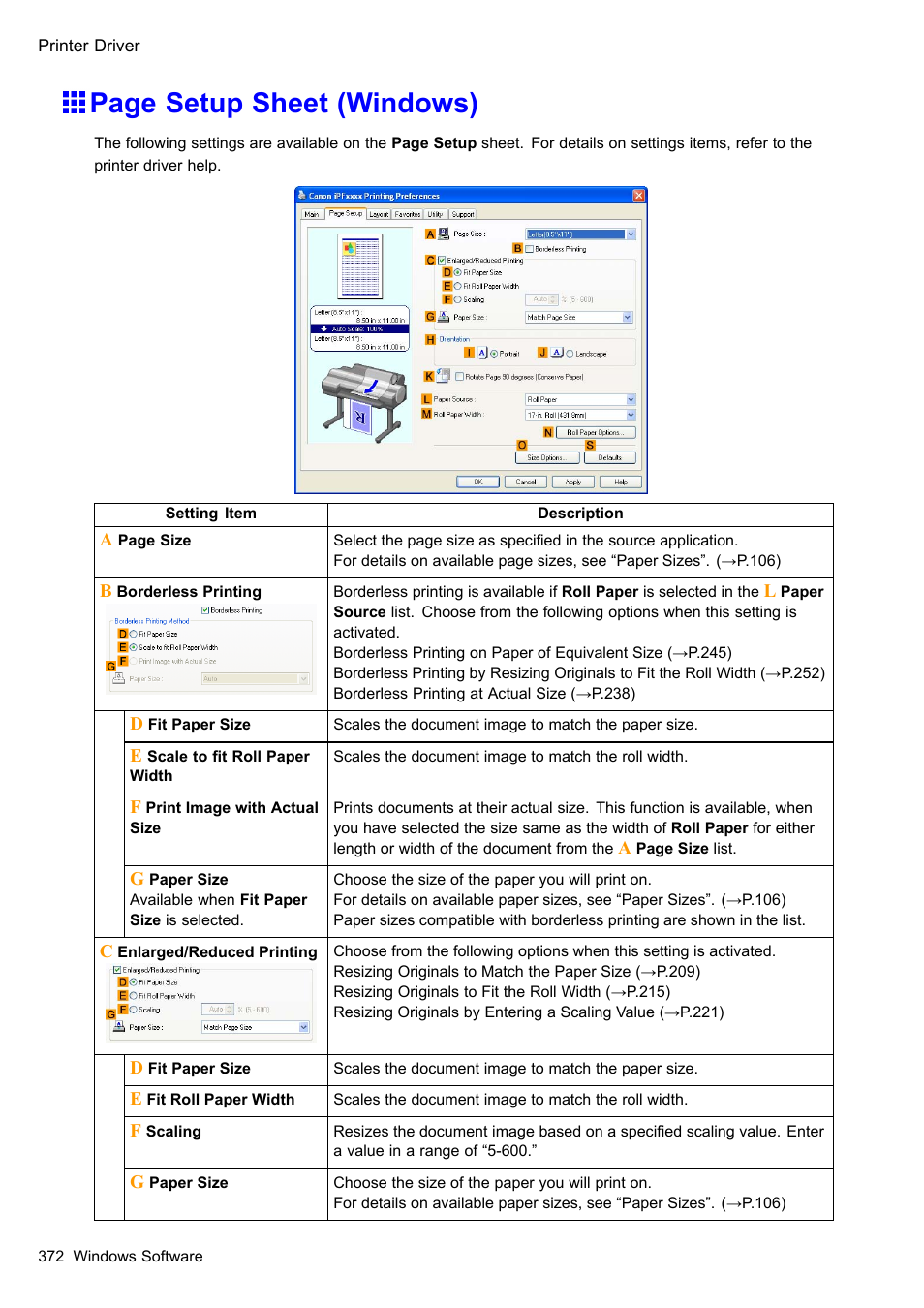 Page setup sheet (windows) | Canon imagePROGRAF iPF605 User Manual | Page 386 / 578