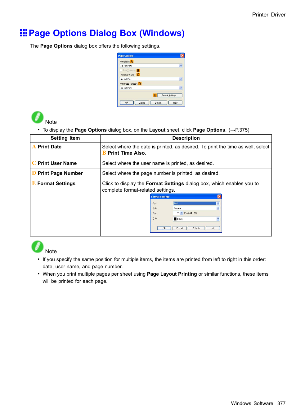 Page options dialog box (windows) | Canon imagePROGRAF iPF605 User Manual | Page 391 / 578