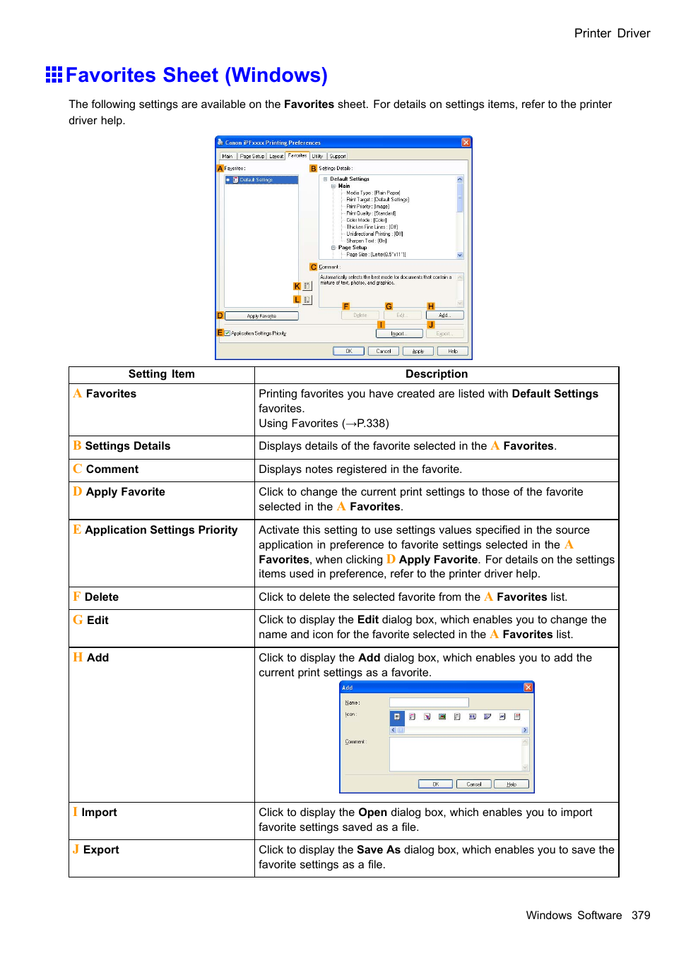 Favorites sheet (windows) | Canon imagePROGRAF iPF605 User Manual | Page 393 / 578