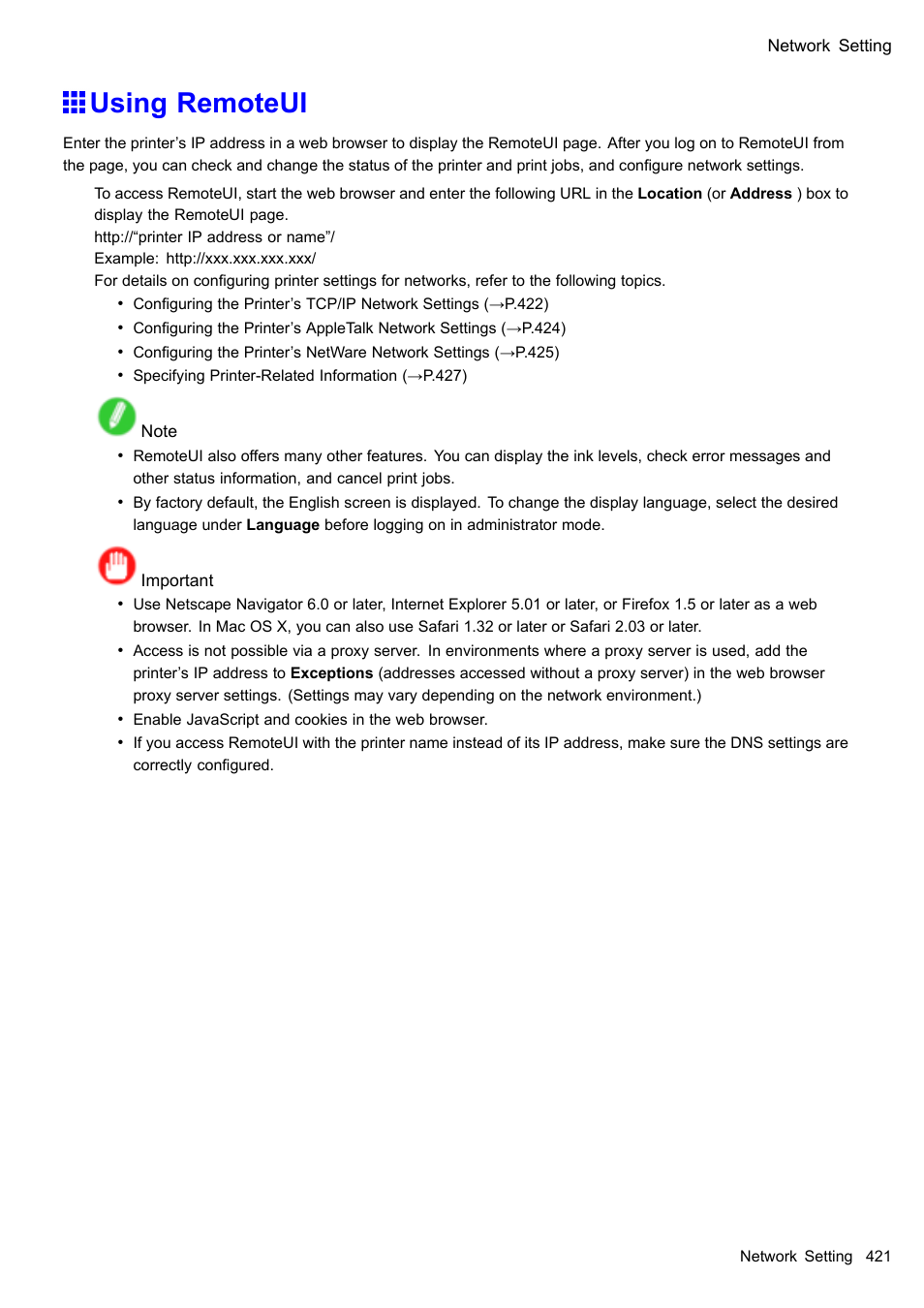 Using remoteui | Canon imagePROGRAF iPF605 User Manual | Page 435 / 578