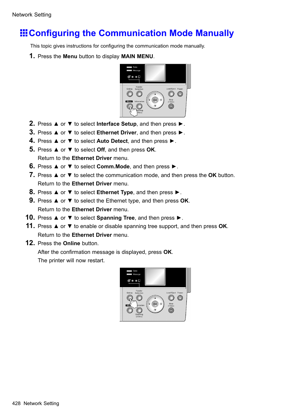 Configuring the communication mode manually, Conguring the communication mode manually | Canon imagePROGRAF iPF605 User Manual | Page 442 / 578