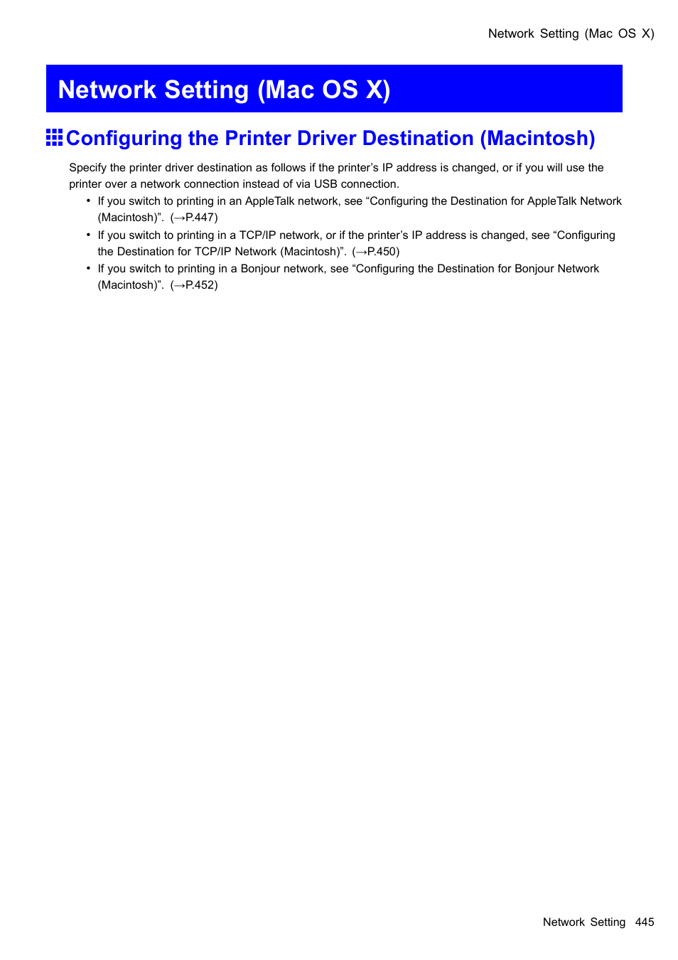 Network setting (mac os x) | Canon imagePROGRAF iPF605 User Manual | Page 459 / 578