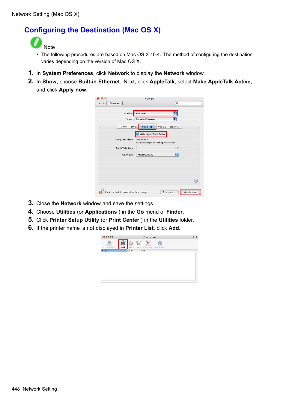 Conguring the destination (mac os x) | Canon imagePROGRAF iPF605 User Manual | Page 462 / 578