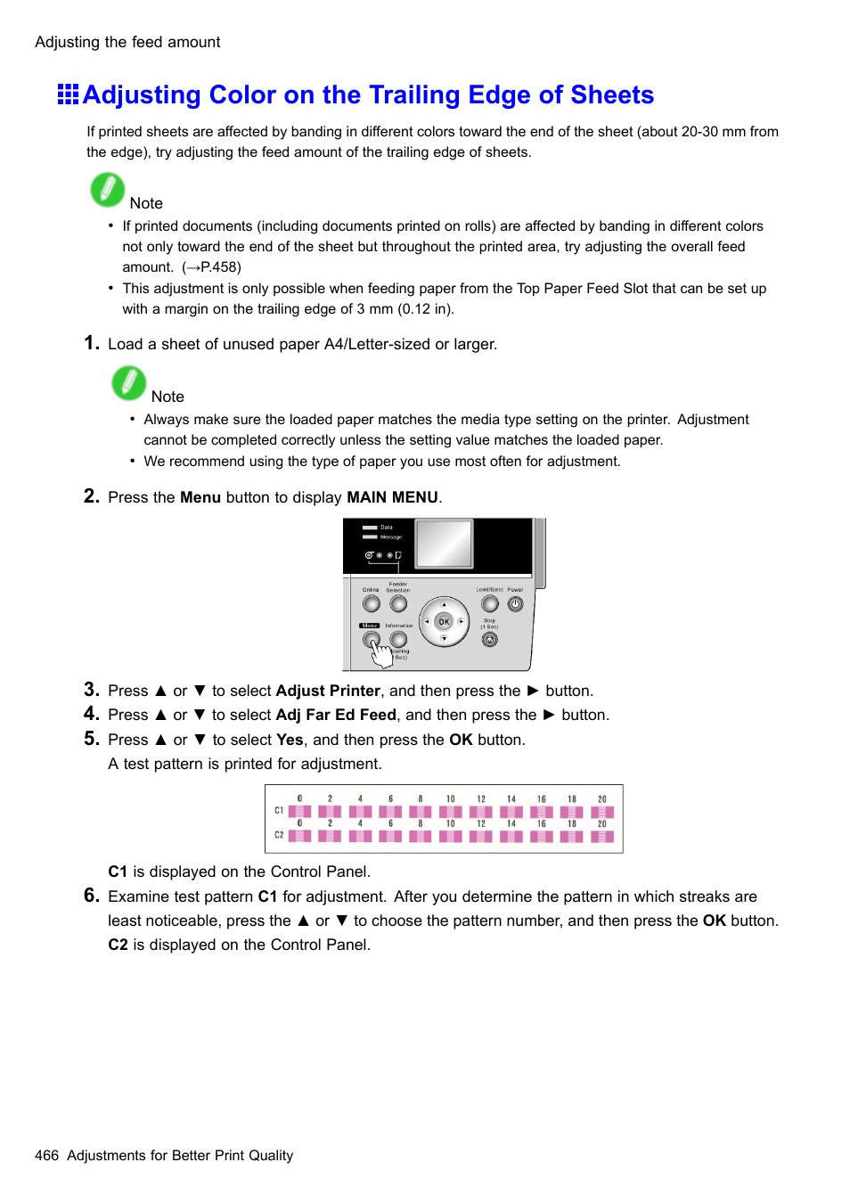 Adjusting color on the trailing edge of sheets | Canon imagePROGRAF iPF605 User Manual | Page 480 / 578