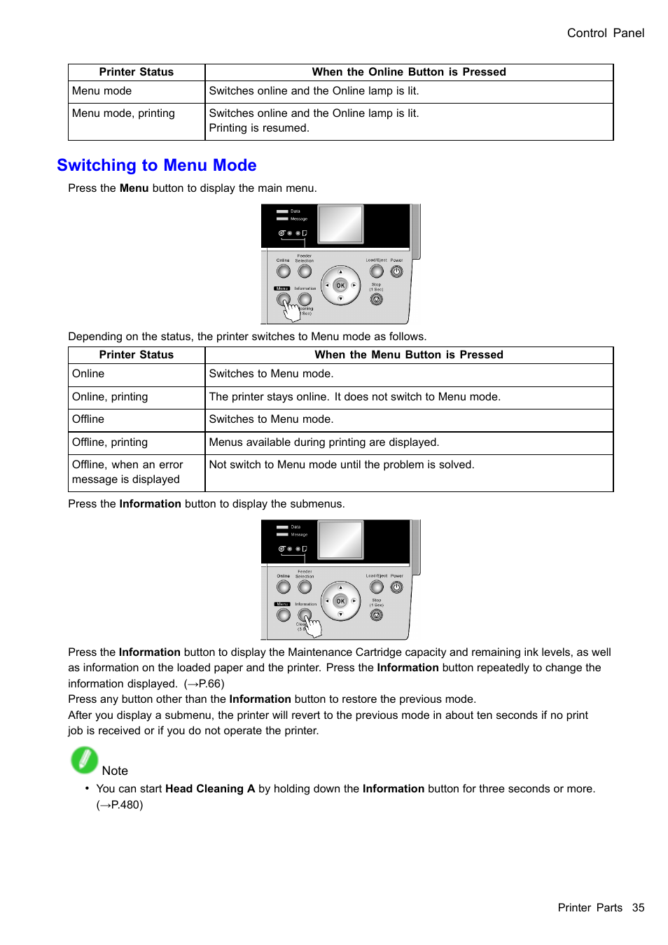 Switching to menu mode | Canon imagePROGRAF iPF605 User Manual | Page 49 / 578