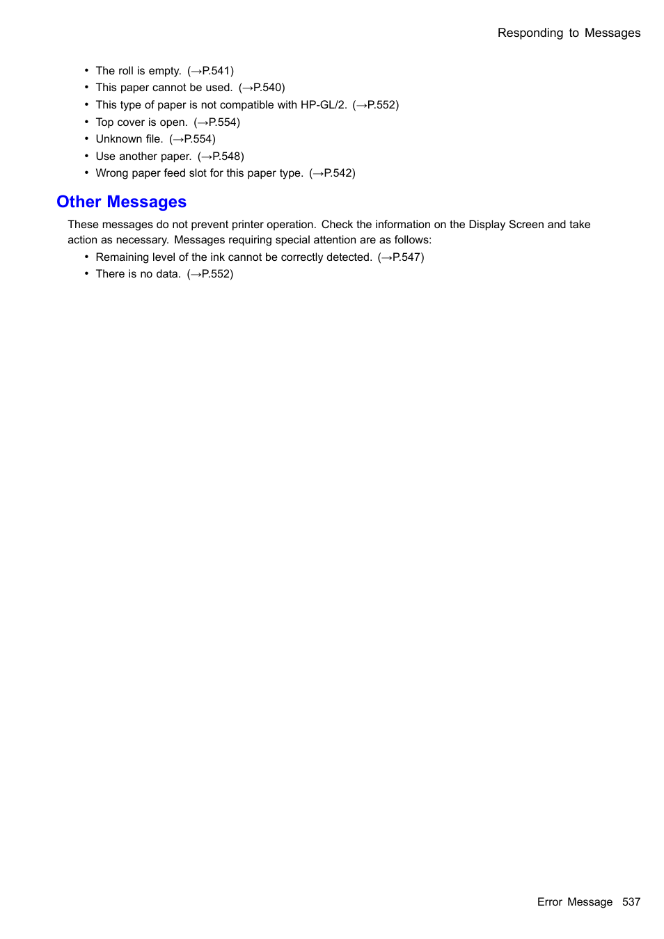 Other messages | Canon imagePROGRAF iPF605 User Manual | Page 551 / 578