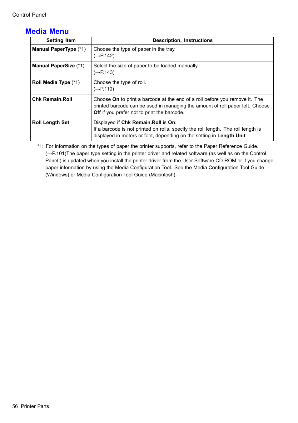 Media menu | Canon imagePROGRAF iPF605 User Manual | Page 70 / 578