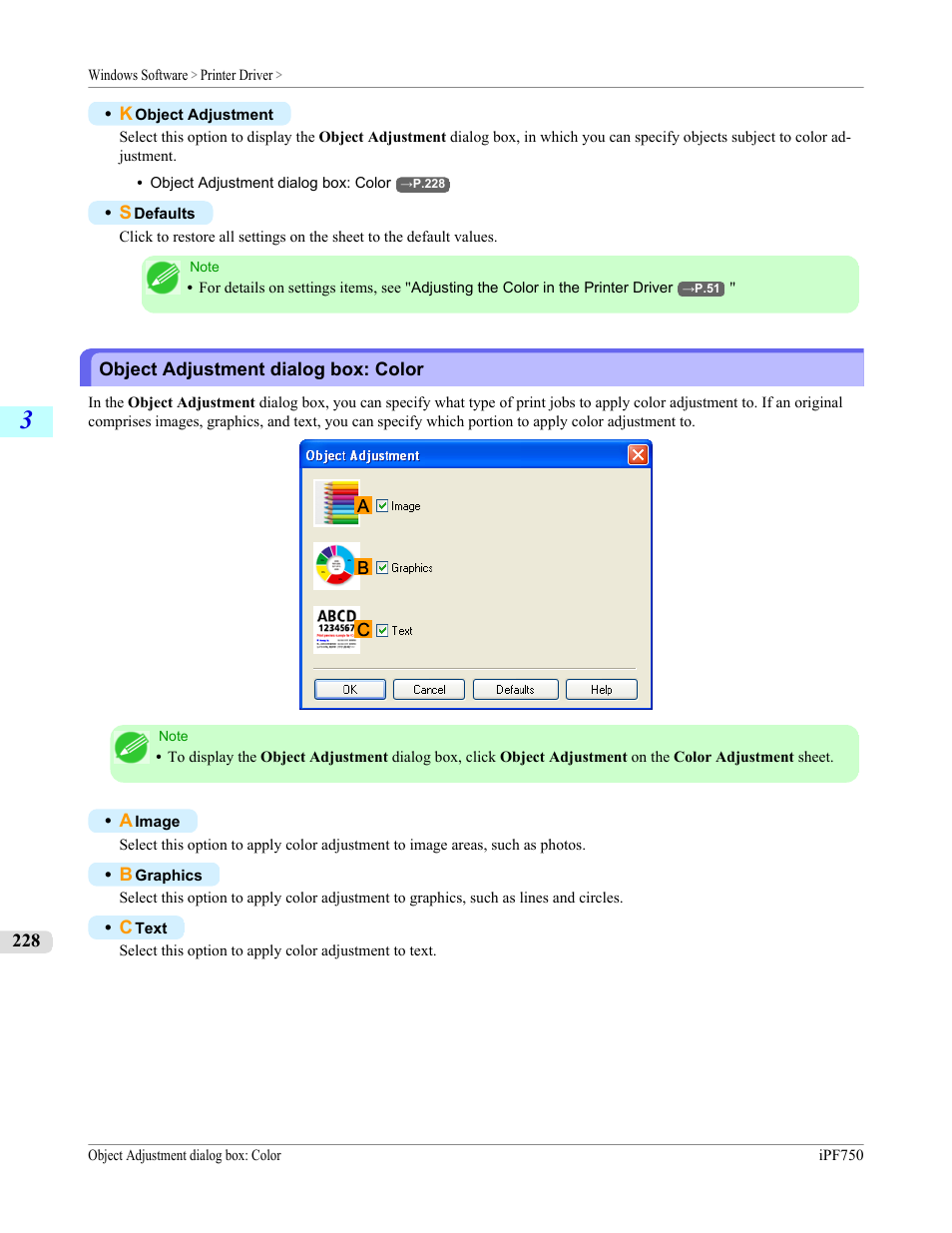Object adjustment dialog box: color | Canon imagePROGRAF iPF750 MFP M40 User Manual | Page 244 / 878