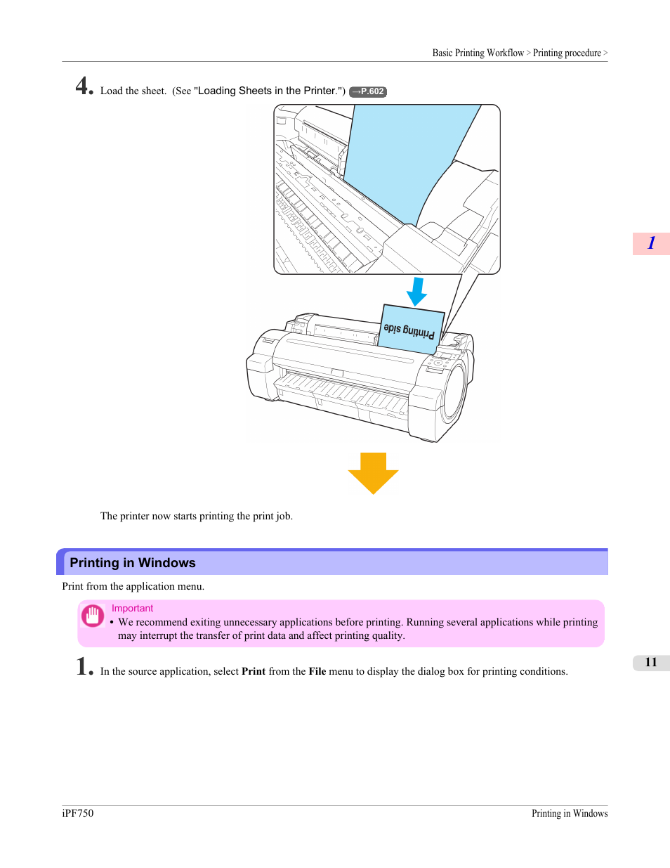 Printing in windows, P.11 | Canon imagePROGRAF iPF750 MFP M40 User Manual | Page 27 / 878