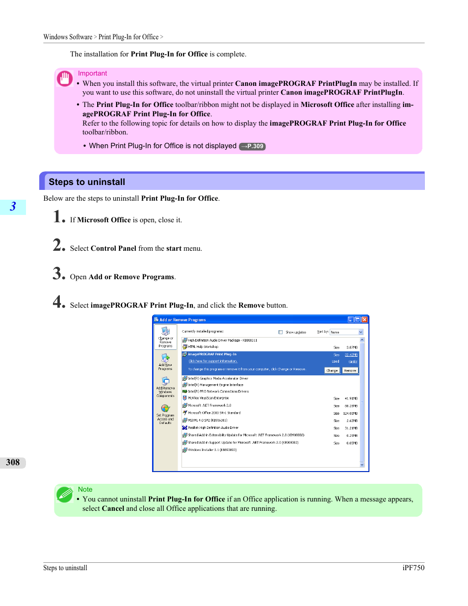 Steps to uninstall | Canon imagePROGRAF iPF750 MFP M40 User Manual | Page 324 / 878