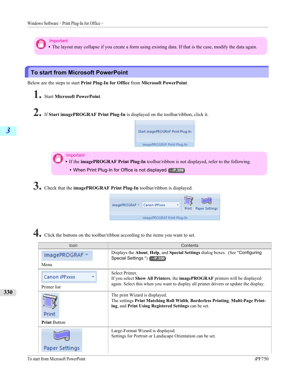 To start from microsoft powerpoint | Canon imagePROGRAF iPF750 MFP M40 User Manual | Page 346 / 878