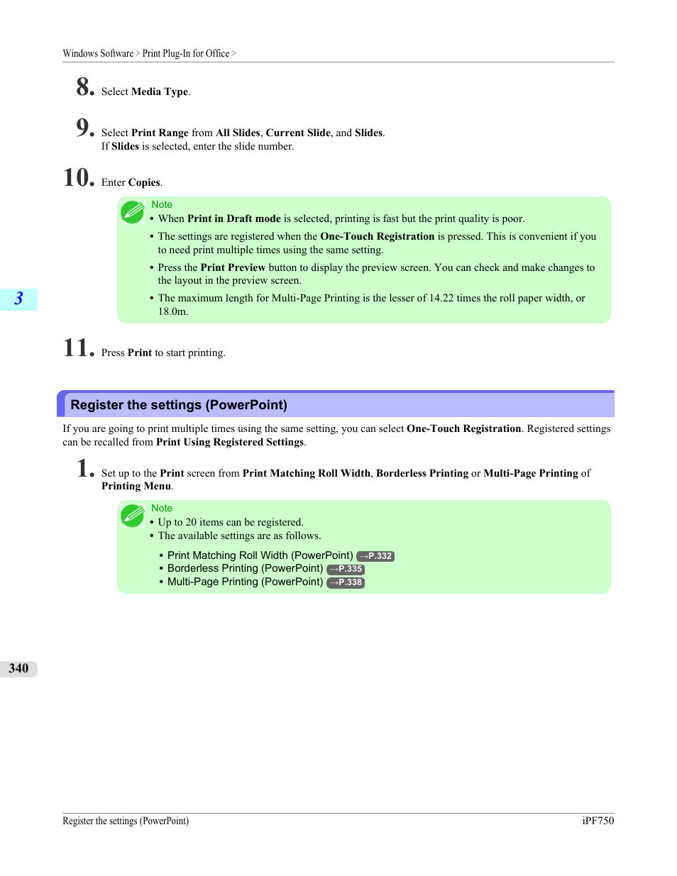 Register the settings (powerpoint) | Canon imagePROGRAF iPF750 MFP M40 User Manual | Page 356 / 878