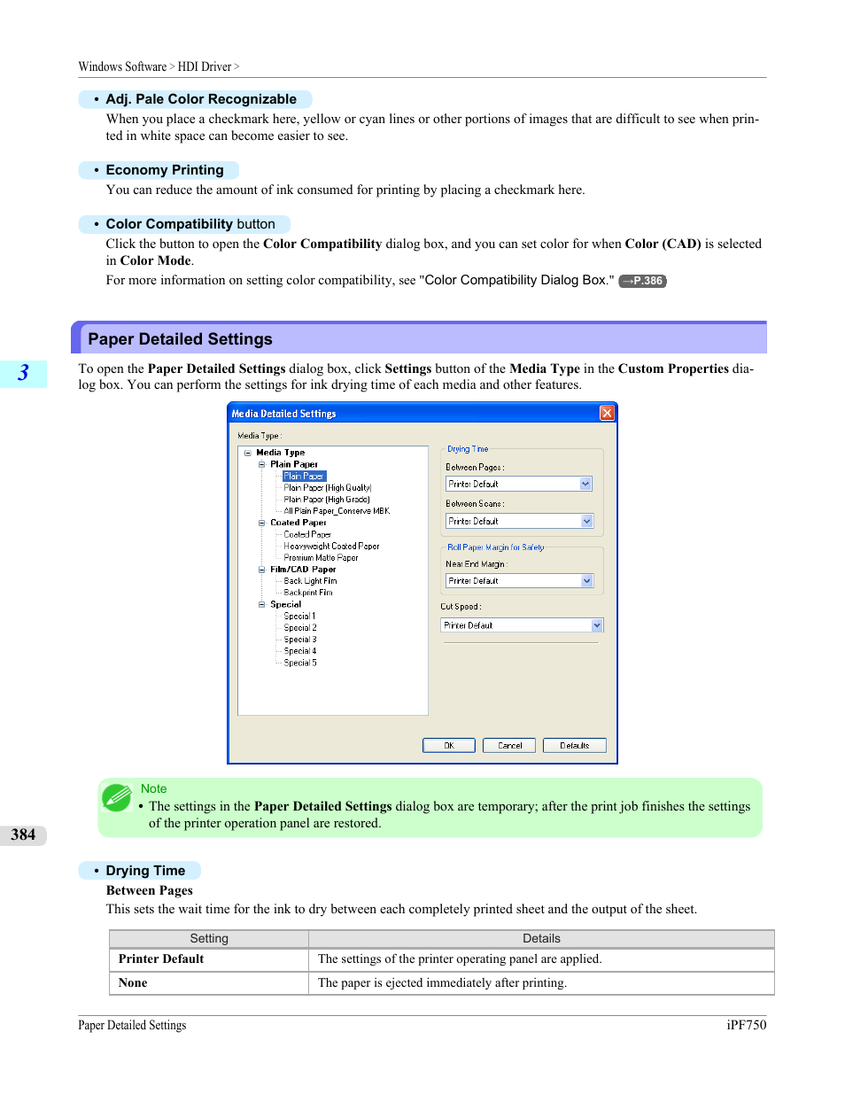 Paper detailed settings | Canon imagePROGRAF iPF750 MFP M40 User Manual | Page 400 / 878